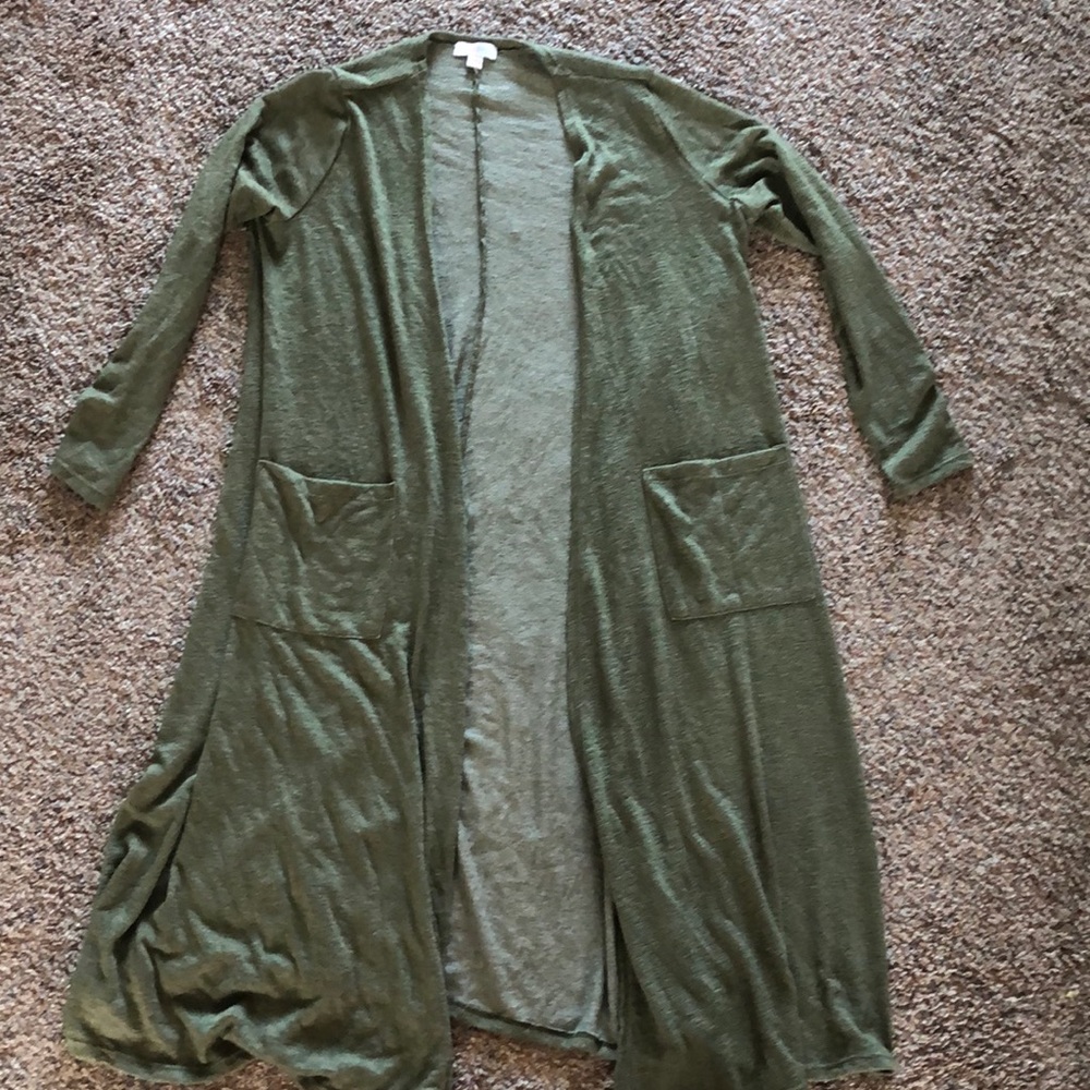 LuLaRoe Olive Green Sarah Long Cardigan Sweater